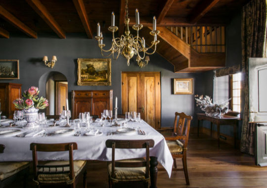 Diner bij wijnboerderij in Zuid Afrika