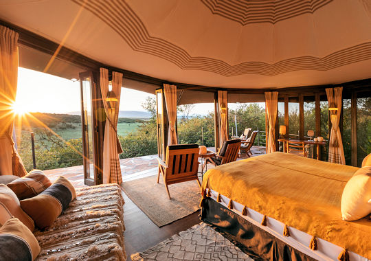 Luxe tent bij fly in safari Kenia