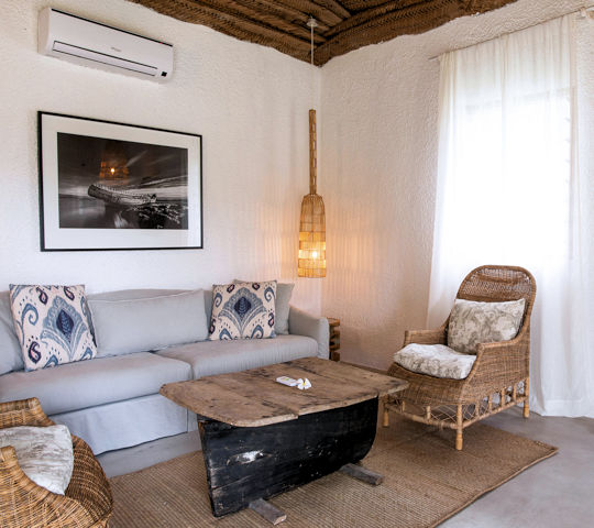 Zitje bij superior kamer bij Chuini Zanzibar Lodge