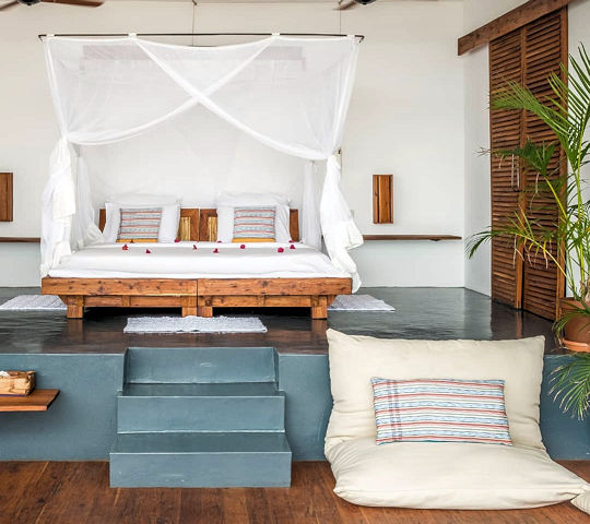 Zeezicht bungalow bij Baia Sonambula Mozambique