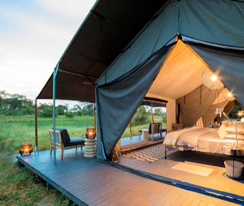 Verblijven in luxe tent tijdens huwelijksreis in Botswana