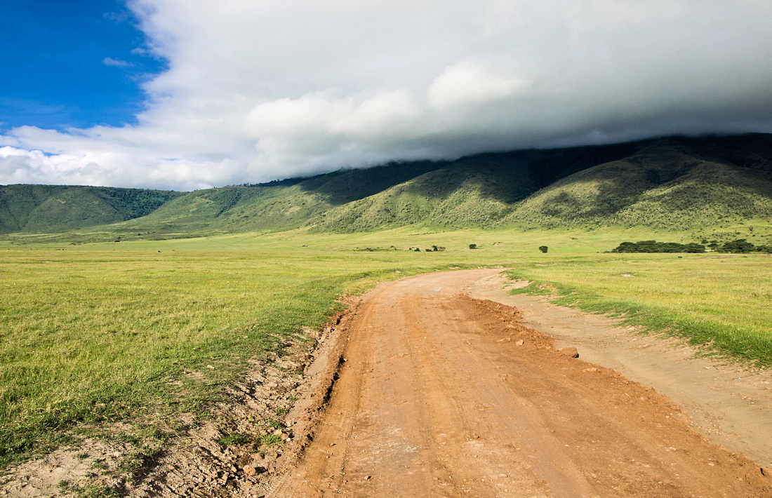 Op de bodem van de Ngorongoro krater in Tanzania