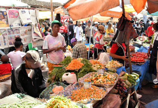 Marktkraam op Analakely markt in Antananarivo